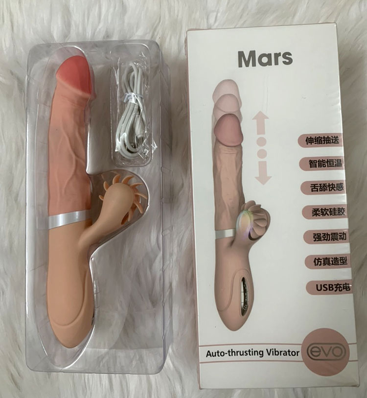 Dương vật giả tạo nhiệt cầm tay rung thụt Evo Mars – DV250 | Máy rung tình dục lưỡi liếm